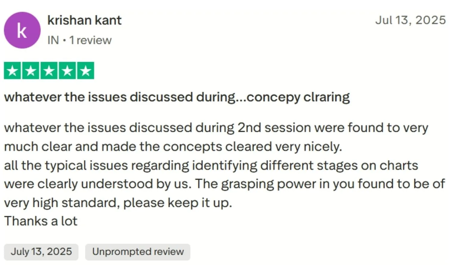 Testimonial by krishan kant