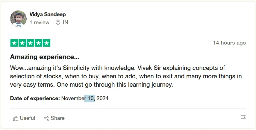 Vidya Sandeep Testimonial